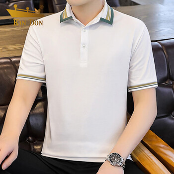 don)短袖男t恤夏季polo领上衣男装青年休闲百搭简约纯色夏装衣服 白色