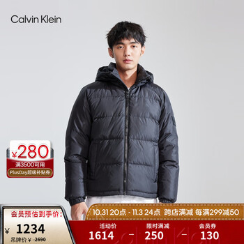 卡尔文·克莱恩 Calvin Klein 鸭绒连帽羽绒服外套 J324341 BEH-太空黑 M服饰鞋包类商品-全利兔-实时优惠快报