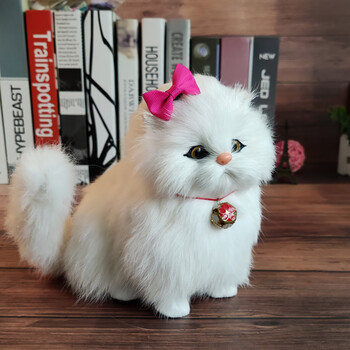猫猫仿真动物模型小猫咪儿童毛绒玩具礼物充电电动会叫的猫宠物玩偶