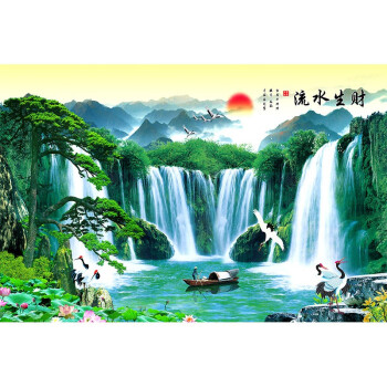 山水画墙贴墙画自粘山水自然风景画墙贴壁画装饰画现代客厅家居卧室