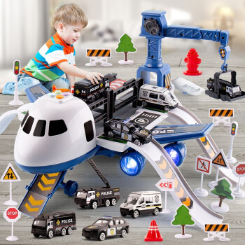 贝杰斯（BEI  JESS）儿童玩具男孩1-2-3岁汽车三岁小孩玩具4-6岁宝宝早教轨道飞机玩具 警察版【含4辆合金车+12路标】 六一儿童节新年圣诞周岁生日礼物