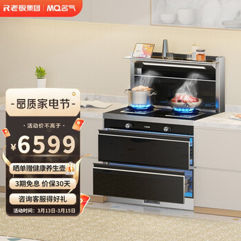 老板集团出品/名气 集成灶一体灶 大吸力油烟机燃气灶紫外线消毒一体机 家用节能易拆洗 901FX 天然气