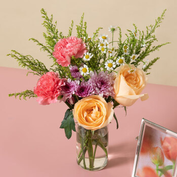 花点时间设计花束鲜花送女友全国速递云南直采生日礼物 玫瑰康乃馨-混合花束