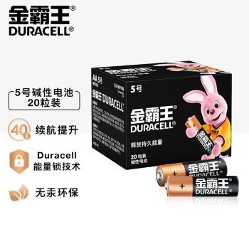 金霸王(Duracell)5号电池20粒装碱性干电池五号 适用耳温枪/血糖仪/鼠标键盘相机血压计电子秤遥控器儿童玩具