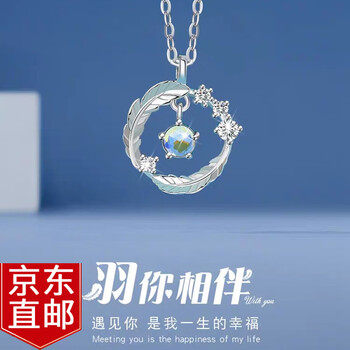 Warme Farben 925银项链小众轻奢简约羽毛设计感锁骨链送女友生日礼物开学礼物 琉璃石羽毛项链服饰鞋包类商品-全利兔-实时优惠快报