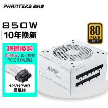 追风者(PHANTEKS)AMP白色850W全模组台式电脑机箱电源(金牌认证/14cm小机身/温控启停/全日系电容)
