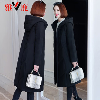 雅鹿羽绒服女中长款2021年冬季长过膝韩版修身显瘦简约休闲时尚保暖