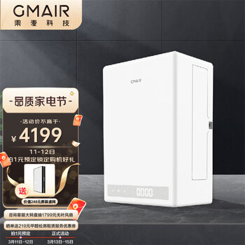 果麦新风GM320Pro家用壁挂式新风机 新风系统 高效空气净化 除甲醛防雾霾PM2.5电辅热 GM320Pro （赠基础安装服务）