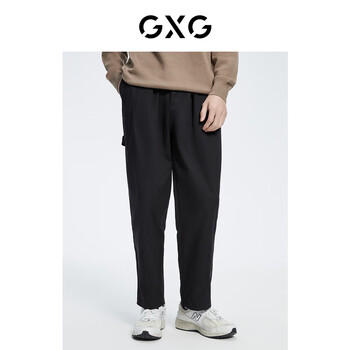 GXG 男装21年冬季新款商场同款黑色宽松休闲九分裤 黑色 165/S服饰鞋包类商品-全利兔-实时优惠快报