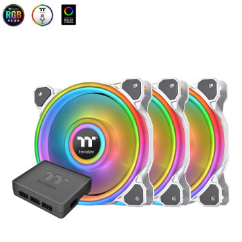 Tt（Thermaltake）Riing Quad 12 LED RGB 机箱水冷风扇 白色（12cm风扇*3/1680万色/四光圈/灯光编辑软体）