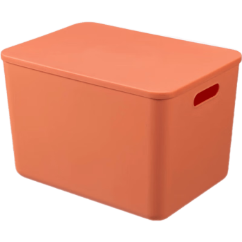 侈放 大号桌面收纳盒玩具零食衣物整理箱储物筐可叠加 暮色橙24L【4个装】