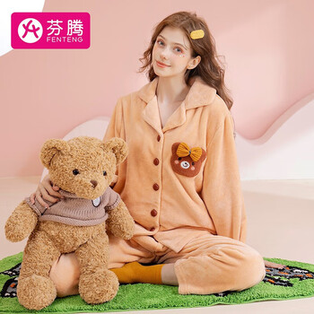 芬腾 睡衣 女 甜美小熊加厚绒料 1件 全利兔-实时优惠快报