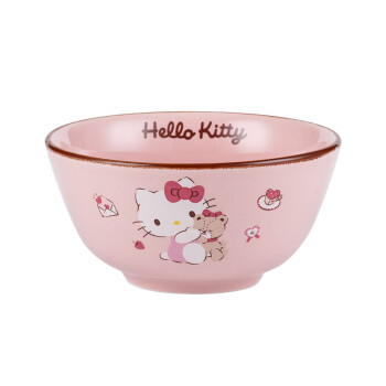 HELLO KITTY（凯蒂猫）陶瓷碗单个可爱卡通家用餐具个性创意少女心小号吃饭碗个人专用 4.5英寸凯蒂猫粉