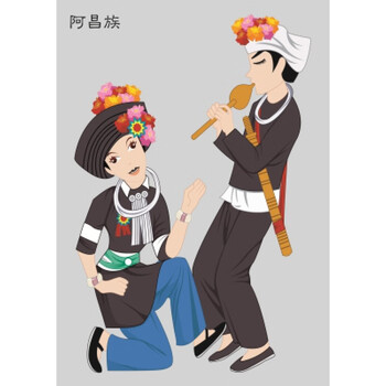 房间贴画中国56个少数民族五十六民族卡通海报相框墙画不干胶贴画乳