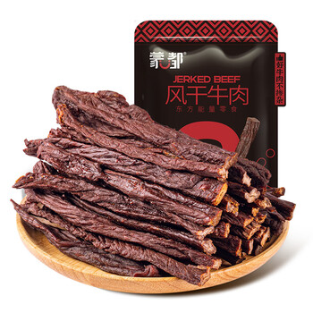 蒙都 风干牛肉干200g香辣味（九成干） 内蒙古特产 休闲零食 肉干肉脯全利兔-实时优惠快报