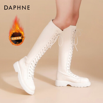 达芙妮（DAPHNE）2021秋冬新款女鞋骑士靴百搭单靴通勤厚底休闲长筒女靴子女 典雅米（加绒） 35