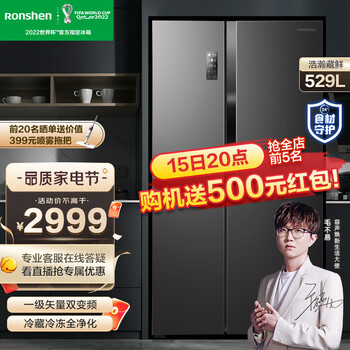 容声(Ronshen) 529升对开门冰箱风冷无霜变频纤薄净味双开门冰箱 BCD-529WD18HP
