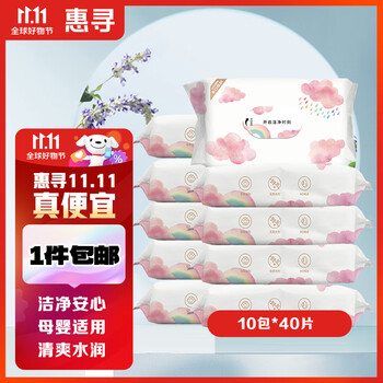 惠寻 京东自有品牌 母婴手口湿巾10包*40片无盖（400片）温和清洁母婴玩具类商品-全利兔-实时优惠快报
