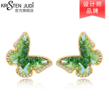 女银针水晶蝴蝶耳坠 绿色服饰鞋包类商品-全利兔-实时优惠快报