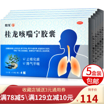 桂龙 咳喘宁胶囊 48粒 止咳化痰 平喘外感风寒咳嗽气喘急慢性支气管炎药 5盒装