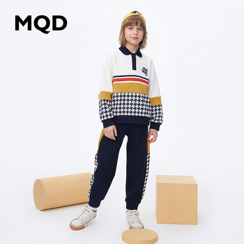 MQD 马骑顿 男童千鸟格翻领拼接套装华 藏青母婴玩具类商品-全利兔-实时优惠快报