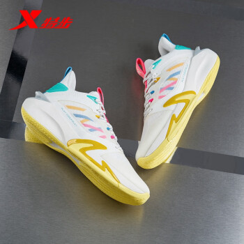 XTEP 特步 逆袭1代丨特步篮球鞋男鞋2V2运动鞋子男舒适运动高帮实战篮球鞋子 帆白-轻羽2V2 42运动户外类商品-全利兔-实时优惠快报