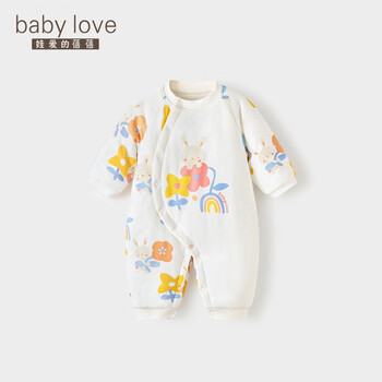 babylove 娃爱的蓓蓓 婴儿夹棉连体衣秋冬装兔年可爱哈衣新生儿衣服女宝宝棉服 花间闪闪兔 59cm母婴玩具类商品-全利兔-实时优惠快报