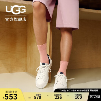 UGG 2023春季男士低帮一脚蹬小白鞋运动休闲鞋 1108959 WHT 41
