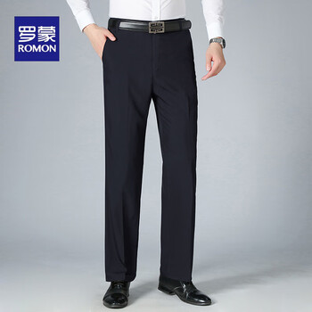 ROMON 罗蒙 休闲西裤男士新款冰丝透气品牌商务休闲长裤F 藏青服饰鞋包类商品-全利兔-实时优惠快报