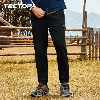 探拓（TECTOP）情侣户外秋冬保暖运动休闲裤 登山工装弹力长裤 男款黑色 S