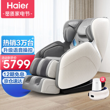 海尔（Haier）按摩椅H3-102家用全身豪华零重力全自动多功能电动按摩沙发椅子3D智能语音太空舱 灰色H