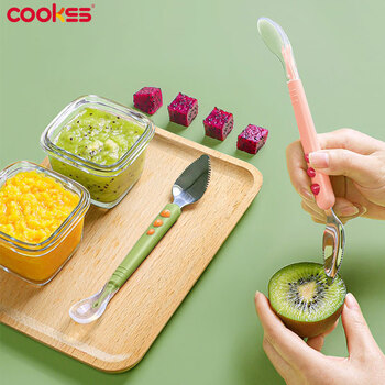 COOKSS 婴儿刮泥勺宝宝辅食工具泥刮勺子不锈钢刮水果神器儿童餐具辅食勺全利兔-实时优惠快报