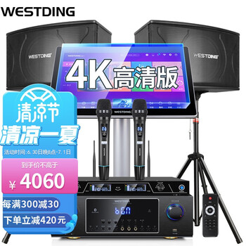 威斯汀（WESTDING）点歌机家庭影院ktv音响组合功放套装家用卡拉OK双系统一体机10英寸低音 【配置二】108智能语音双系统（3T版）
