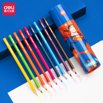 得力（deli）正义联盟桶装彩铅 24色油性彩色铅笔 美术设计专业手绘专用绘画笔HE2000