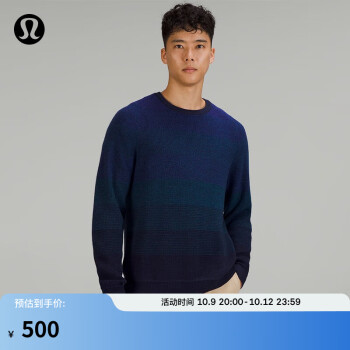 lululemon 丨Textured Knit 男士圆领针织衫 LM3DOCS 杂色海军/运动户外类商品-全利兔-实时优惠快报