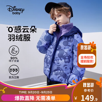 Disney 迪士尼 童装儿童轻薄羽绒服秋冬新款男女童宝宝洋气三防白鸭绒冬装外套母婴玩具类商品-全利兔-实时优惠快报