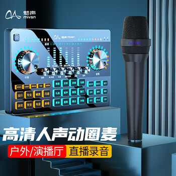 魅声 G80调音台手机声卡直播设备麦克风话筒套装抖音快手唱吧全民k歌录音喊麦主播直播带货声卡全套 G80-E6（动圈麦套装）