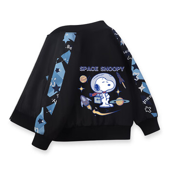 SNOOPY 史努比 女童外套男孩棒球服春秋季中大童户外运动服儿童夹克两面穿 20466B黑 150全利兔-实时优惠快报