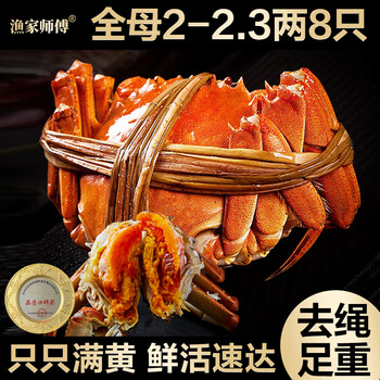 渔家师傅 大闸蟹 母蟹100-115g 10只 礼盒装食品类商品-全利兔-实时优惠快报