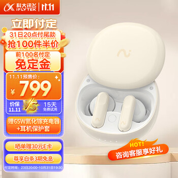 iFLYTEK 科大讯飞 录音降噪会议耳机Nano 皓月白数码类商品-全利兔-实时优惠快报
