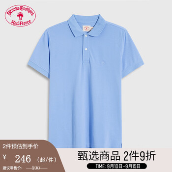 Brooks Brothers 男士短袖POLO衫 1000092914 淡蓝色 L全利兔-实时优惠快报