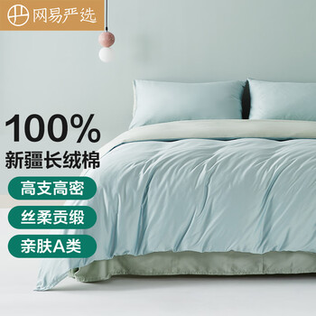 YANXUAN 网易严选 60支纯棉贡缎四件套 浅蓝青绿 1.5m床家具家装类商品-全利兔-实时优惠快报