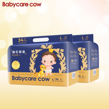 Babycare cow 拉拉裤臻芯萌宠成长裤轻薄透气敏感肌秋冬不闷放心安睡弱酸学步裤 L码-34片*2母婴玩具类商品-全利兔-实时优惠快报