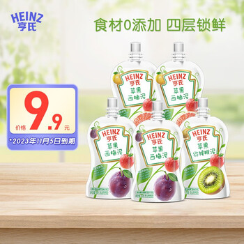 Heinz 亨氏 西洋果园营养果泥78g*5袋 临期母婴玩具类商品-全利兔-实时优惠快报