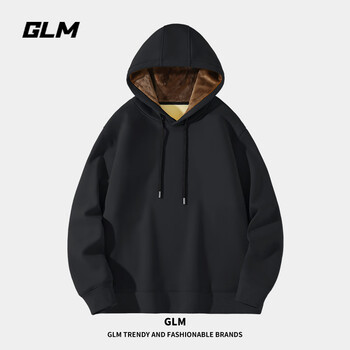 GLM 森马集团品牌连帽卫衣男冬季加绒款户外保暖潮牌休闲男生大码外套 #GL纯色 L全利兔-实时优惠快报