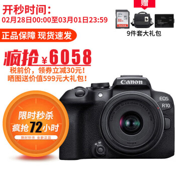  佳能（Canon）EOS R10 微单相机 轻量小型高性能数码照相机 家用旅行学生vlog相机 R10+RF-S 18-45mm套机