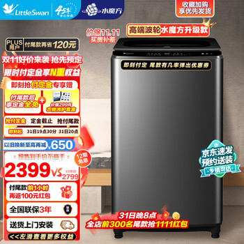 京东PLUS、以旧换新：小天鹅 水魔方系列 TB100VT98WADCLG-T01 变频波轮洗衣机 10kg 灰色家电类商品-全利兔-实时优惠快报