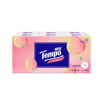 得宝（Tempo） 甜心桃味手帕纸 4层加厚 7张*6包 小包纸巾 面巾纸餐巾纸