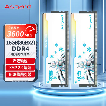 ˹أAsgard16GB(8GBx2)װ DDR4 3600 ̨ʽڴ RGB ѩ