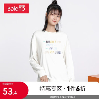 Baleno 班尼路 秋款长袖卫衣女个性字母印花潮流套头衫时尚圆领棉质百搭上衣 08W S服饰鞋包类商品-全利兔-实时优惠快报